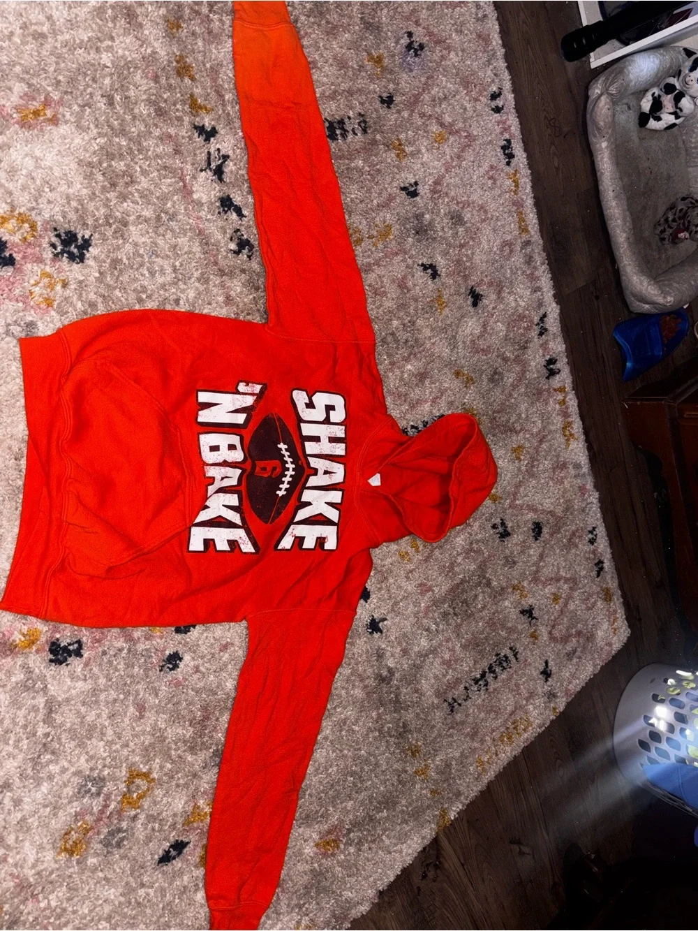Gildan Orange Hooded Sweatshirt with 'Shake 'N Bake' Football Graphic